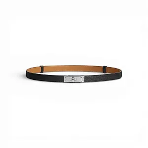 Hermès Ремень Kelly 18 Noir / Palladie - фото 1