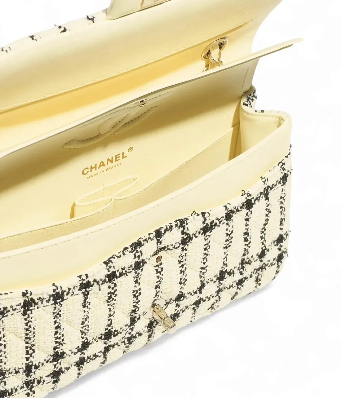 Chanel Классическая сумка 11.12 Tweed Light Yellow /Black - фото 4