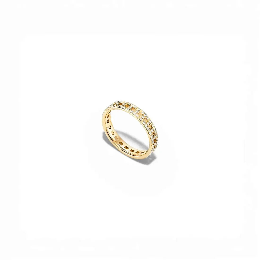 Tiffany & Co. Обручальное кольцо T True Narrow Ring in Gold with Pave Diamonds - фото 3