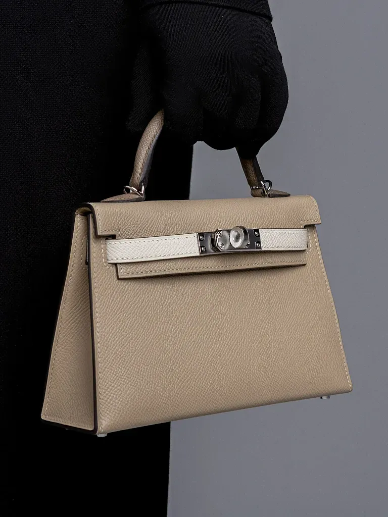 Сумка Hermes Kelly Mini 20 Trench Craie Etoupe Epsom Palladium Hardware - фото 2