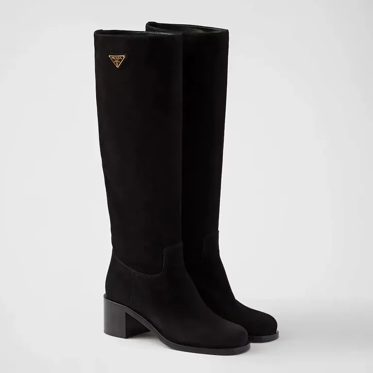 Замшевые сапоги Prada Black - фото 1
