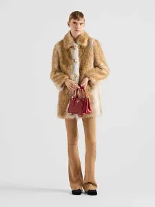 Prada Мини-сумка Galleria из лакированной сафьяновой кожи Cherry Red - фото 2