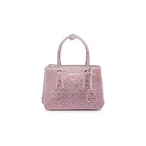 Prada Мини-сумка Galleria из атласа с кристаллами Alabaster Pink - фото 1