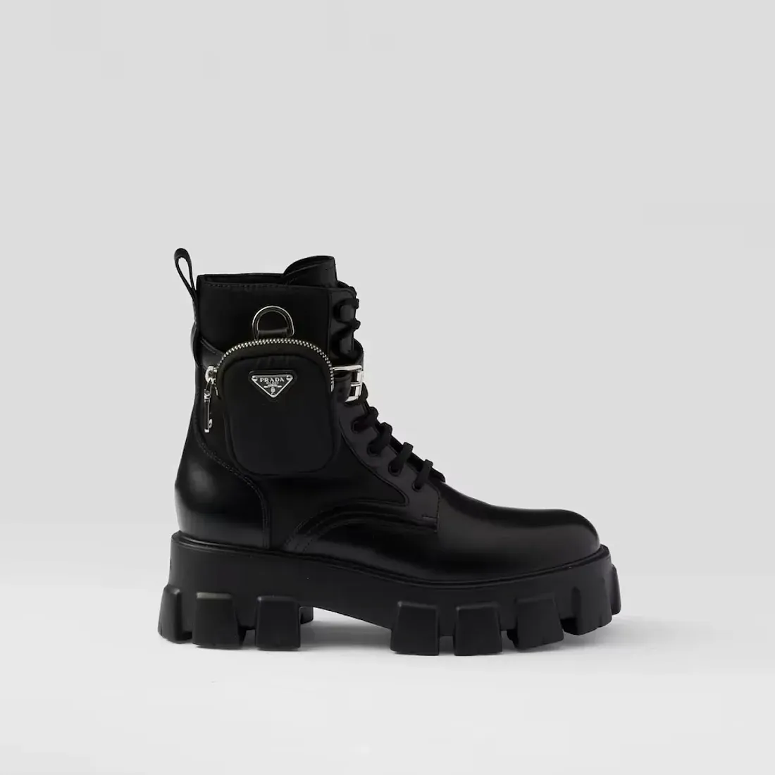Prada Ботинки Monolith из кожи и Re-Nylon Black - фото 3