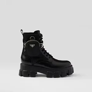 Prada Ботинки Monolith из кожи и Re-Nylon Black - фото 3