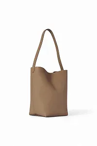 The Row Сумка Medium NS Park Tote Black из кожи Dark Taupe - фото 3