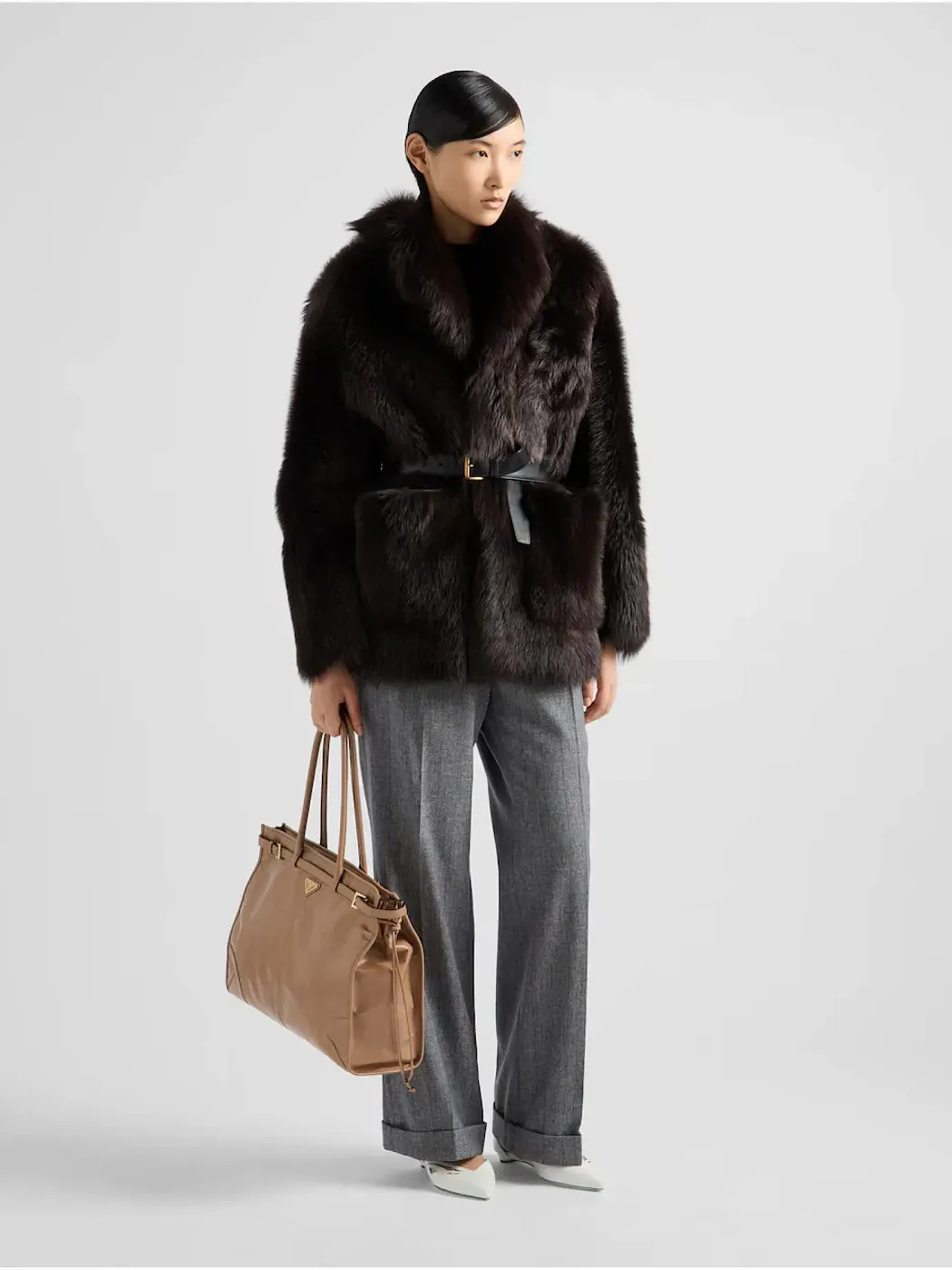 Prada Сумка большого размера из кожи Pale Pink - фото 8