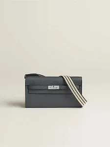 Hermès Кошелек Kelly To Go Gris Misty Jaune Milton Prunoir Epsom Palladium Hardware - фото 1