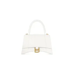 Balenciaga Сумка Hourglass Crocodile Embossed маленького формата White - фото 1