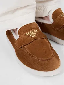 Prada Мокасины из замши теленка и овчины Cognac - фото 3