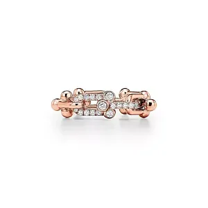 Tiffany & Co. Кольцо HardWear Small Link Ring with Diamonds Men Rose Gold - фото 1