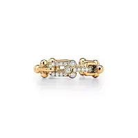 Tiffany & Co. Кольцо HardWear Small Link Ring with Diamonds Men Yellow Gold - фото 1