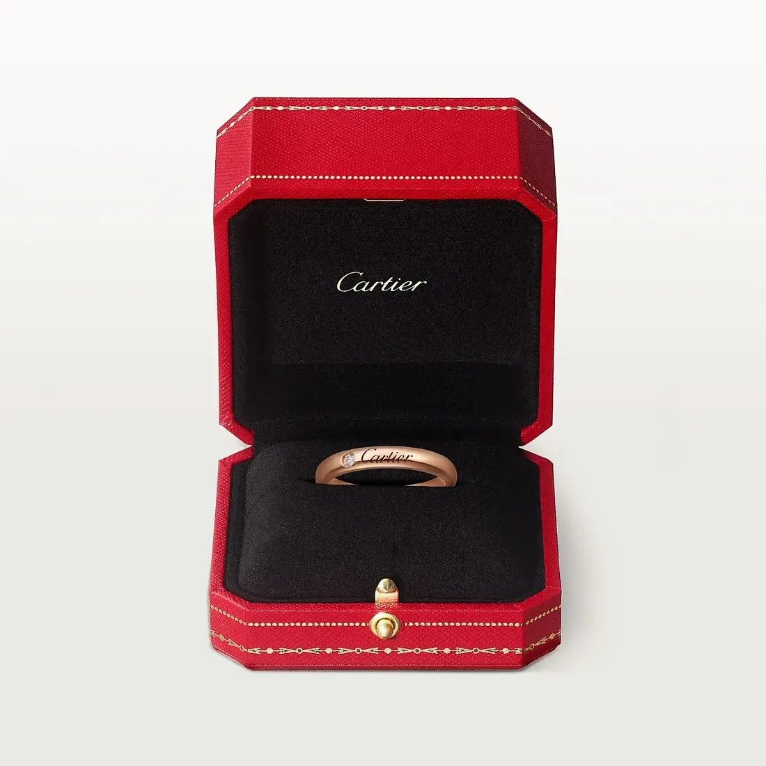 Cartier Обручальное кольцо с 1 бриллиантом C de Men 3 мм Rose Gold - фото 4