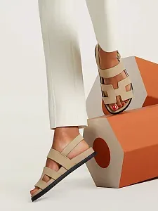 Hermès Босоножки Genius Beige Lin - фото 2