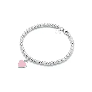 Tiffany & Co. Браслет Blue Heart Plaque Bead Bracelet Pink - фото 1