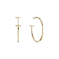 Tiffany & Co. Серьги T Wire Hoop Earrings Yellow Gold - фото 1