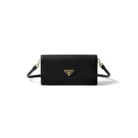 Prada Мини-сумка из сафьяновой кожи Black - фото 1