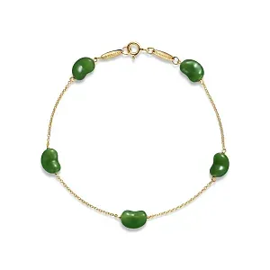 Tiffany & Co. Браслет Bean design bracelet in yellow gold and green nephrite jade - фото 1