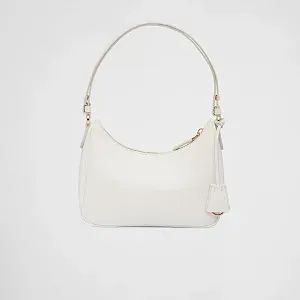 Prada Мини-сумка Re-Edition из сафьяновой кожи White - фото 4