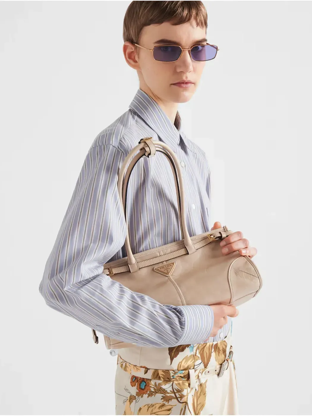 Prada Средняя кожаная сумка Travertine - фото 6