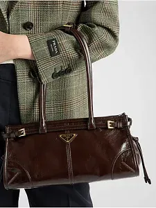 Prada Средняя кожаная сумка Dark Brown - фото 9