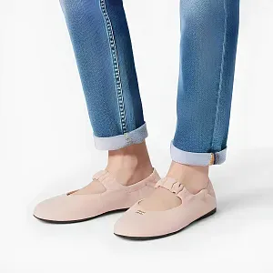 Miu Miu Балетки Ruches suede ballerinas Peach - фото 2