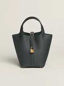 Hermès Сумка Picotin 18 Vert Mangrove Clemence Gold Hardware - фото 1