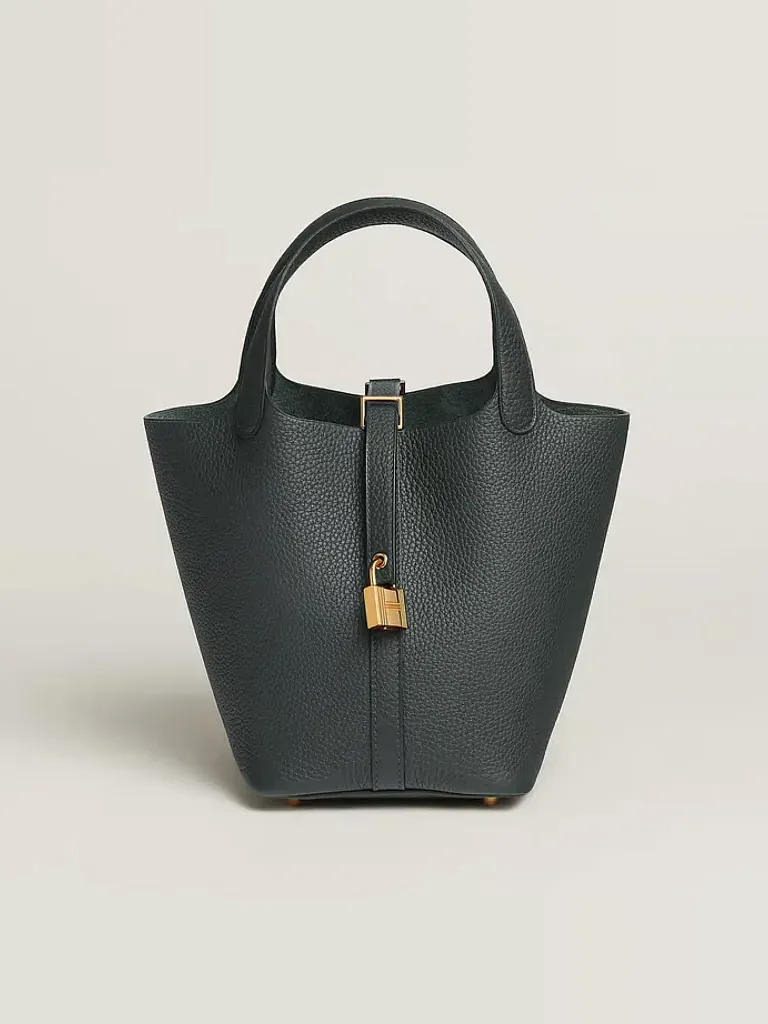Сумка Picotin 18 Vert Mangrove Clemence Gold Hardware Hermes - фото 1
