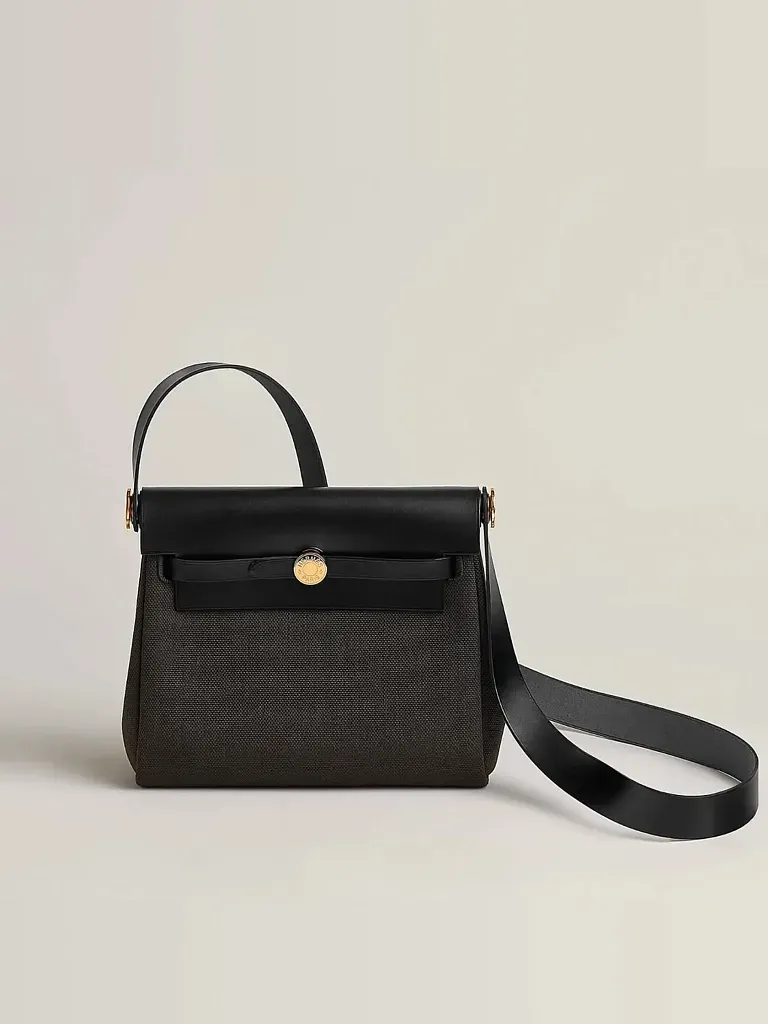 Сумка Hermes Herbag Zip 20 Dark Bronze Noir Militaire Hunter Gold Hardware - фото 1