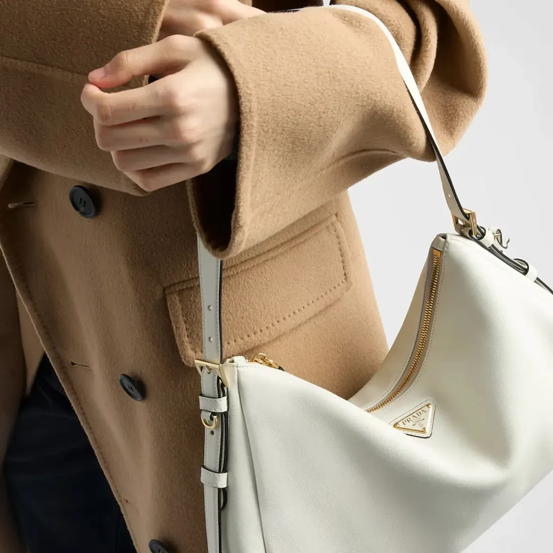 Prada Сумка на плечо Aimee Large из кожи White - фото 8