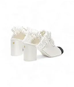 Chanel Атласные слингбэки White/Black - фото 2