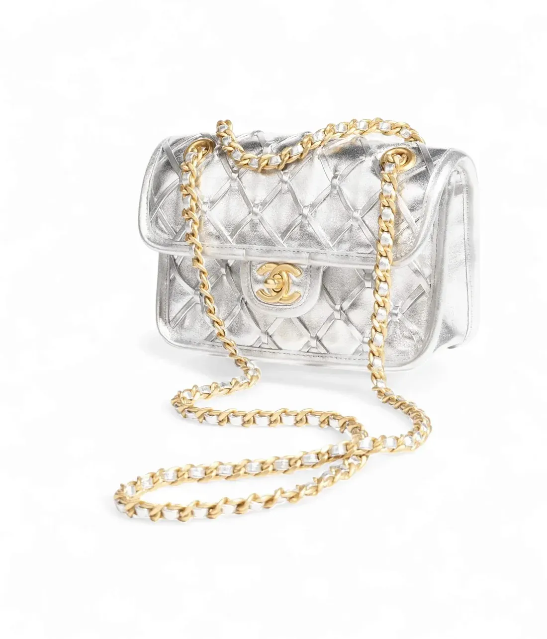 Chanel Мини-сумка Flap Silver - фото 2