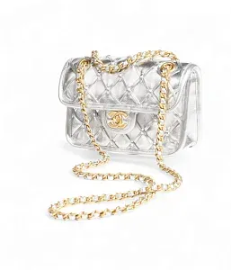 Chanel Мини-сумка Flap Silver - фото 2