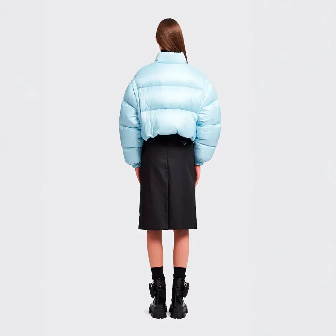 Prada Укороченный пуховик-трансформер из Re-Nylon Sky Blue - фото 5