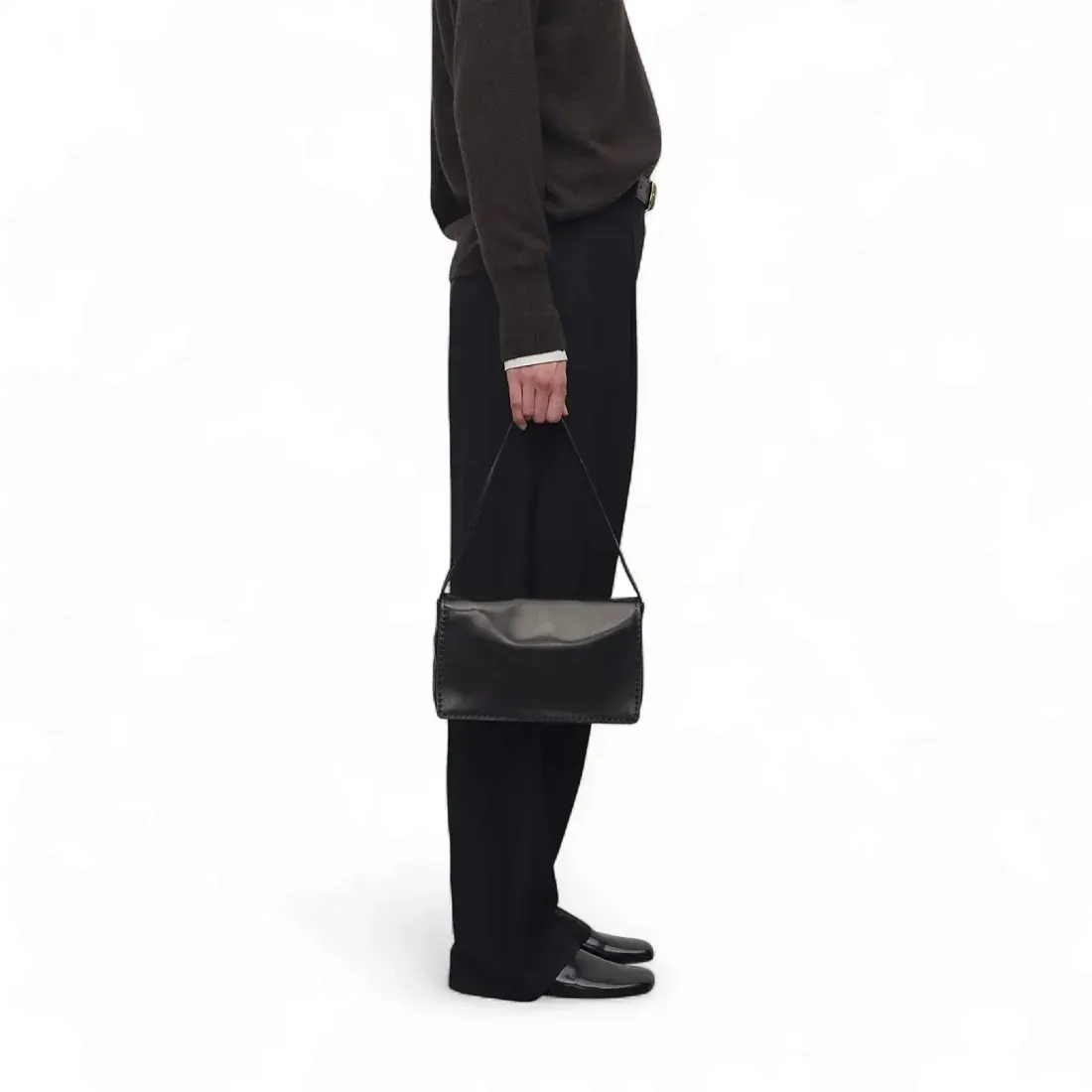 The Row Сумка Nuance Shoulder Dark Brown из кожи Black - фото 2