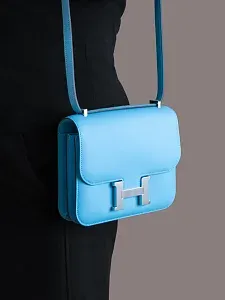 Hermès Сумка Constance 18 Mini Celeste Swift Palladium Hardware - фото 2