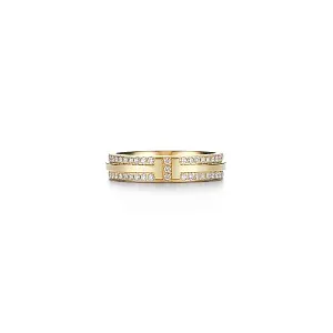 Tiffany & Co. Кольцо T Narrow Diamond Pave Ring Yellow Gold - фото 1