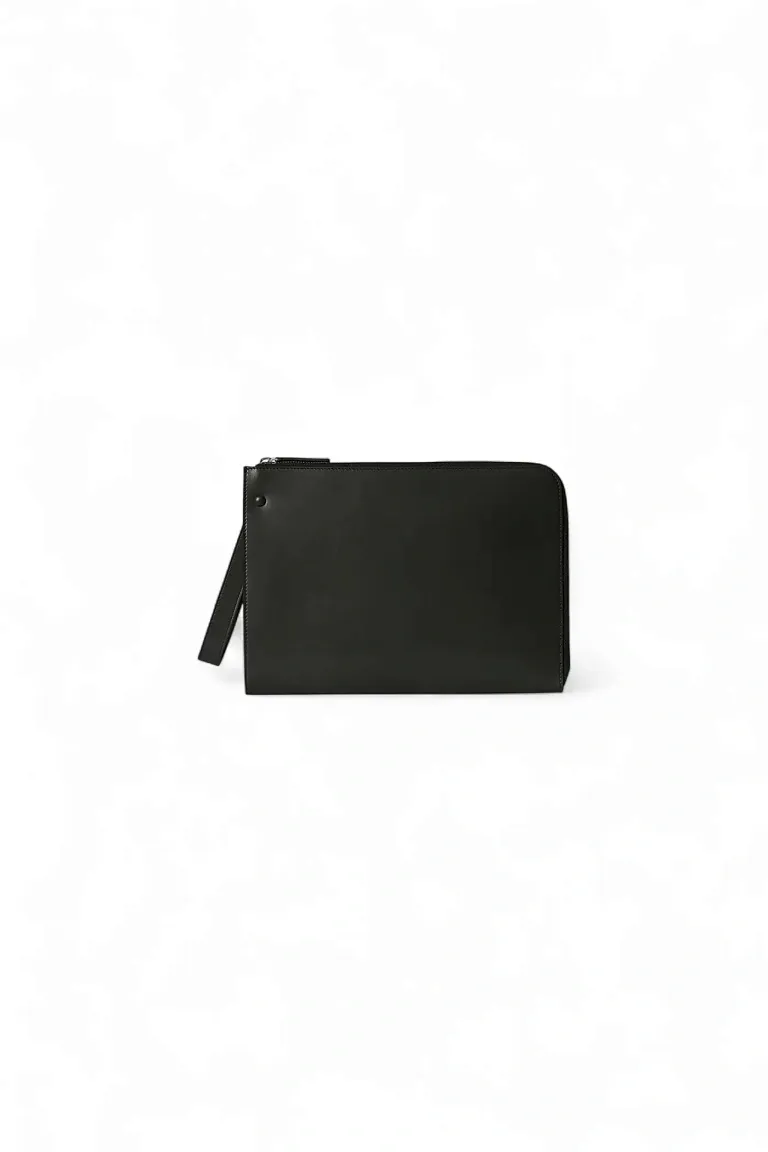 Сумка Medium Portfolio Wristlet Black из кожи The Row Dark Pine - фото 1