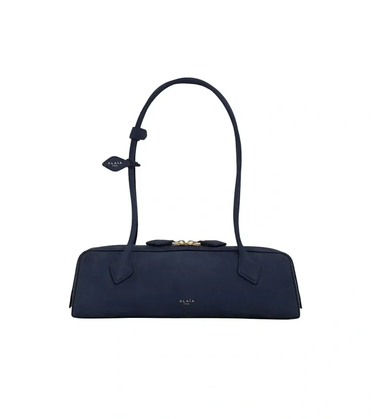 Сумка LE TECKEL среднего размера из телячьей кожи нубука Alaia Dark Blue - фото 1