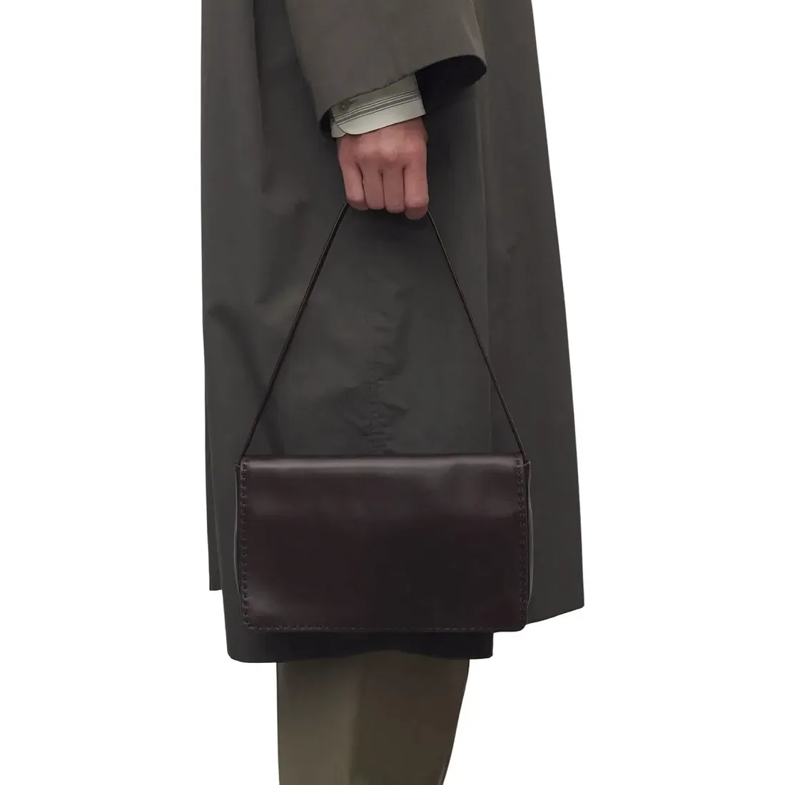 The Row Сумка Nuance Shoulder Dark Brown из кожи Dark Brown - фото 2