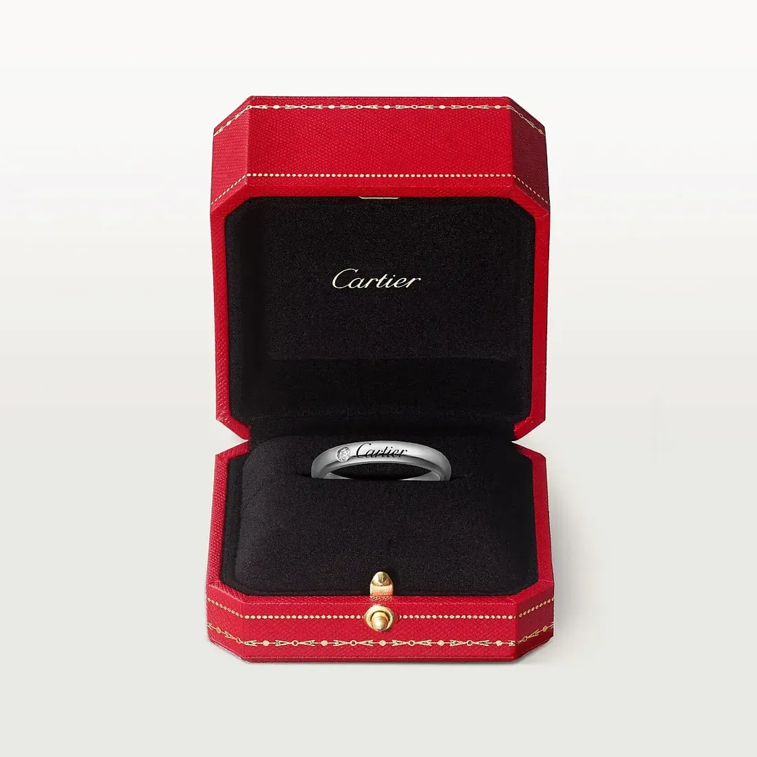 Cartier Обручальное кольцо с 1 бриллиантом C de Men 3 мм Platinum - фото 4