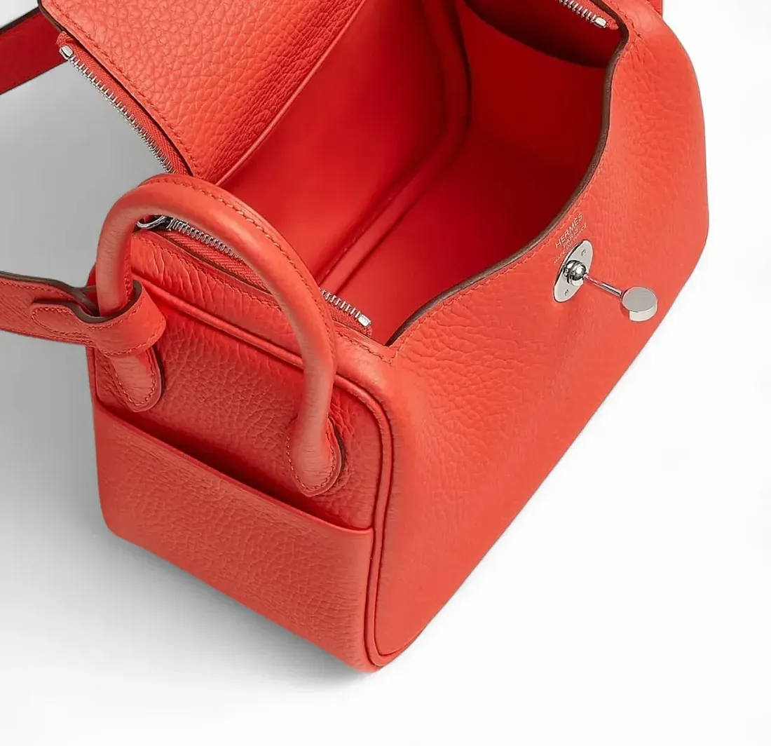 Hermès Сумка Lindy Mini Orange Field Clemence Palladium Hardware - фото 3