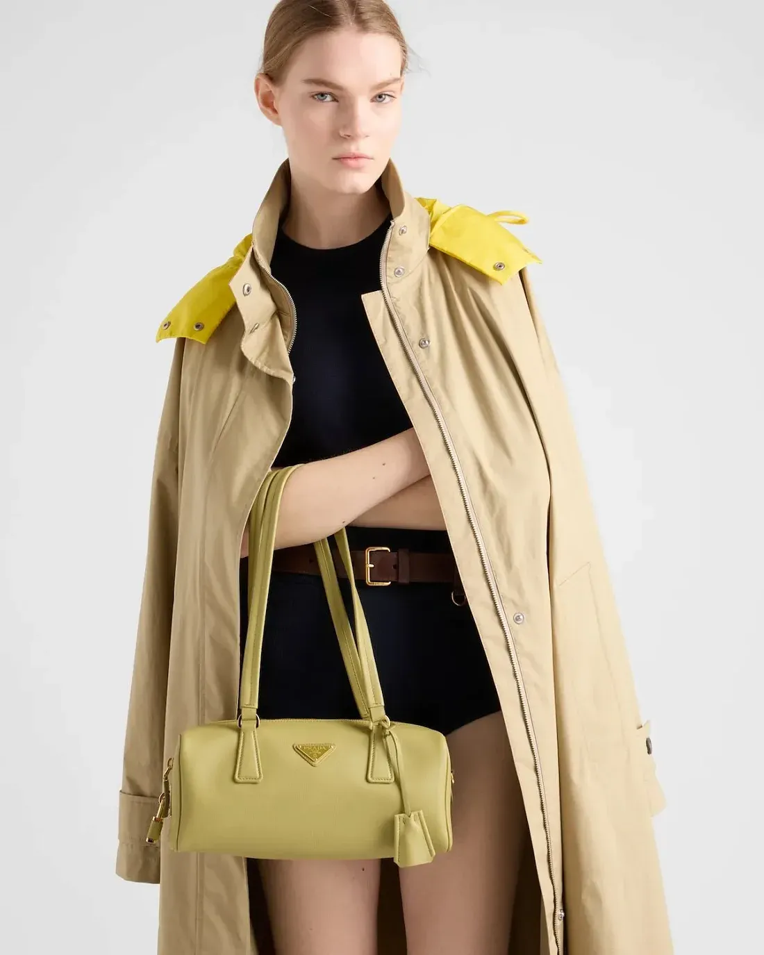 Prada Кожаная сумка среднего размера с верхней ручкой и замком Pistachio Green - фото 2