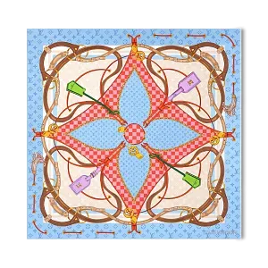 Louis Vuitton Платок-каре Flower And Straps 90 Blue - фото 1