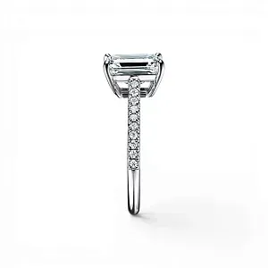 Tiffany & Co. Помолвочное кольцо Novo Emerald-cut Engagement Ring with a Pave Diamond Platinum Band - фото 4