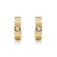 Cartier Серьги Love hoop earrings, classic model, 2 diamonds Yellow Gold - фото 1