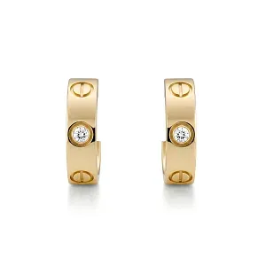 Cartier Серьги Love hoop earrings, classic model, 2 diamonds Yellow Gold - фото 1