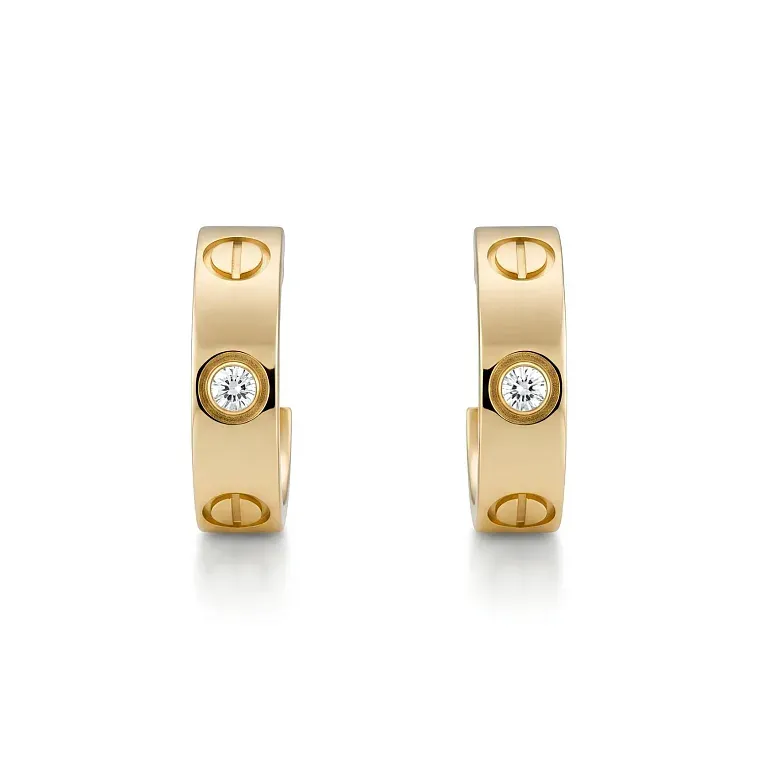 Серьги Love hoop earrings, classic model, 2 diamonds Cartier Yellow Gold - фото 1