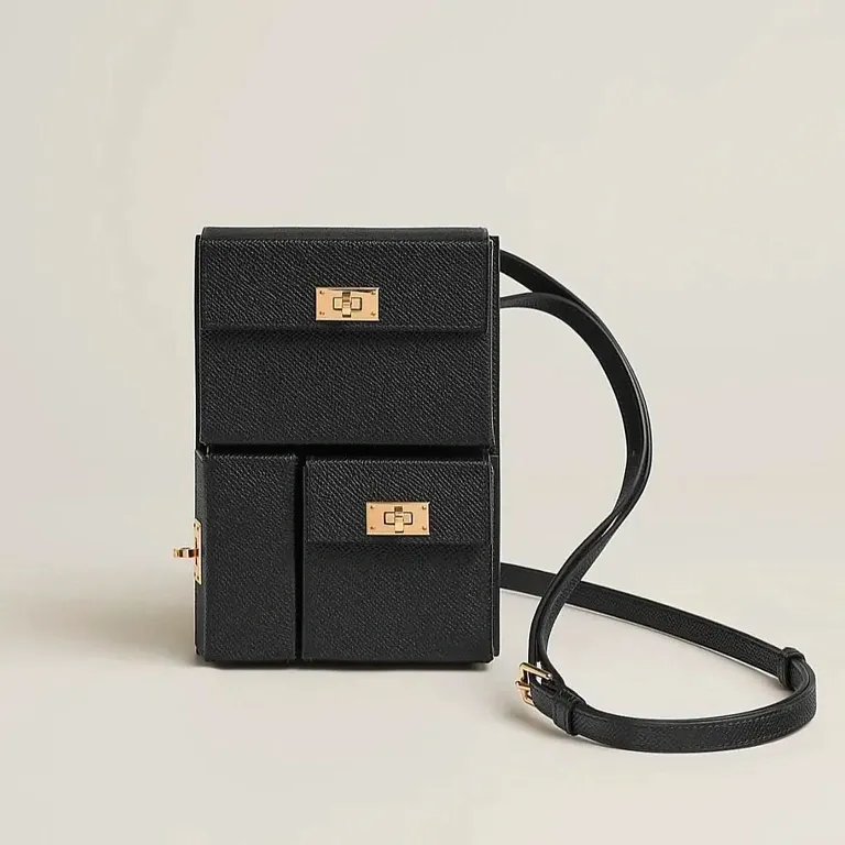 Сумка Hermes Kelly Multipocket To Go Pouch Black / Gold - фото 1