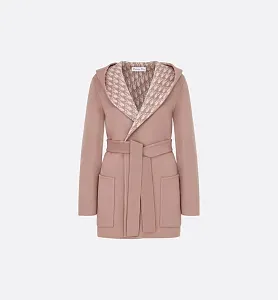 Dior Укороченное шерстяное пальто с капюшоном и поясом - фото 1